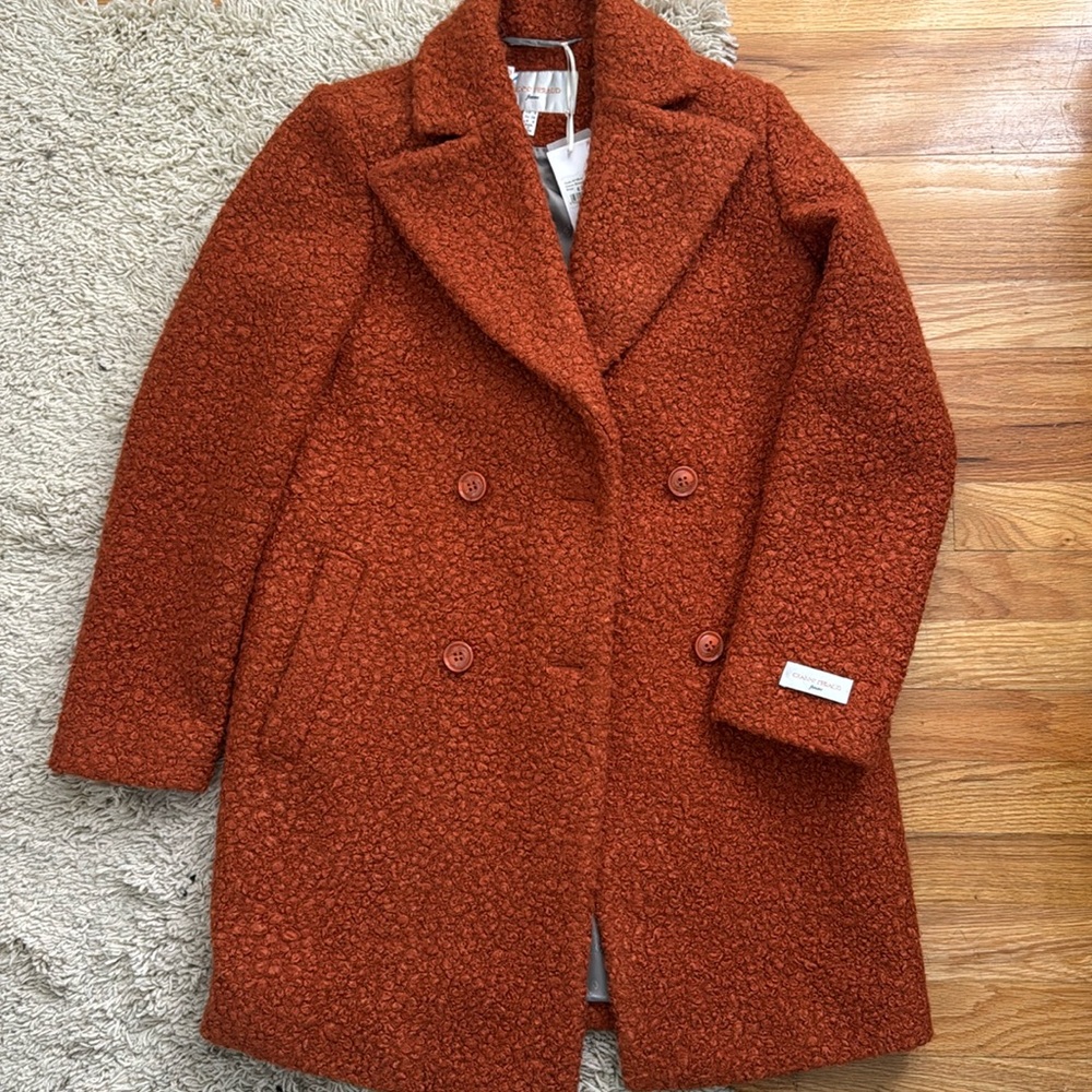 Gianni Feraud Pea Coat in Rust Orange US4 EU36UK8 beautiful brand new warm coat